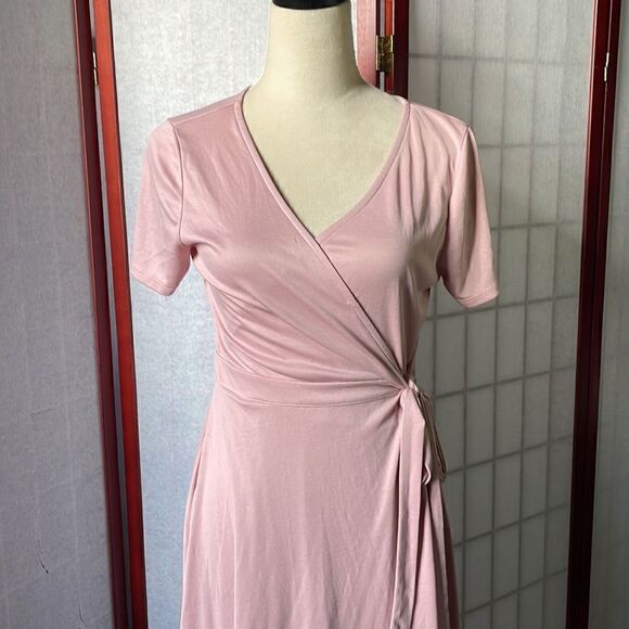 Potter’s Pot Pink Full Wrap Dress w/ Tie Around the Waist (Size: Large) - Picture 7 of 16